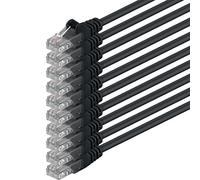 1aTTack.de 10x 0,5m Câble Réseau Cat6 Cat 6 - RJ45 Ethernet LAN DSL Routeur Modem - Noir