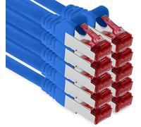 1aTTack.de - 10x 10m câble de raccordement CAT6 S/FTP PIMF blindage CAT.6 câble réseau RJ45 câble Ethernet DSL LAN routeur commutateur modem panneau de brassage - bleu - 10 pièces