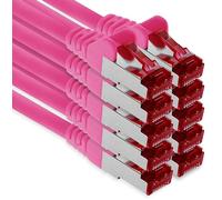 1aTTack.de - 10x 1m câble de brassage CAT6 S/FTP PIMF blindage CAT.6 câble réseau RJ45 câble Ethernet DSL LAN routeur commutateur modem panneau de brassage - magenta - 10 pièces
