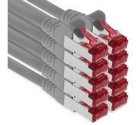 1aTTack.de - 10x 2m câble patch CAT6 S/FTP blindage PIMF câble réseau CAT.6 RJ45 câble Ethernet routeur LAN DSL commutateur modem panneau de brassage - gris - 10 pièces