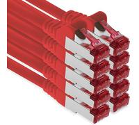 1aTTack.de - 10x 3 mètres câble patch CAT6 S/FTP PIMF blindage CAT.6 câble réseau RJ45 câble Ethernet DSL LAN routeur commutateur modem panneau de brassage - rouge - 10 pièces
