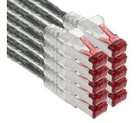1aTTack.de - 10x 3 mètres câble patch CAT6 S/FTP PIMF blindage CAT.6 câble réseau RJ45 câble Ethernet DSL LAN routeur commutateur modem panneau de brassage - transparent - 10 pièces