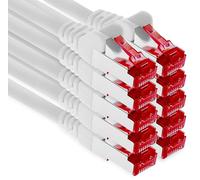 1aTTack.de - 10x 5m câble patch CAT6 S/FTP PIMF blindage câble réseau CAT.6 RJ45 câble Ethernet routeur LAN DSL commutateur modem panneau de brassage - blanc - 10 pièces