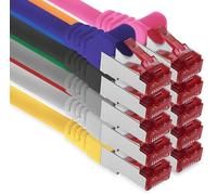 1aTTack.de - 10x 7,5 m câble patch CAT6 S/FTP blindage PIMF câble réseau CAT.6 RJ45 câble Ethernet routeur LAN DSL commutateur modem panneau de brassage - 10 couleurs