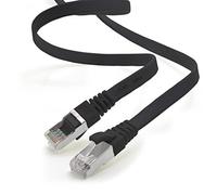 1aTTack.de 15m - noir - 1 pièce Câble plat CAT.7 Gigabit Ethernet LAN (RJ45) câble réseau câble brut (10Gbit/s) câble d'installation plat mince compatible avec Cat.5 - Cat.5e - Cat.6