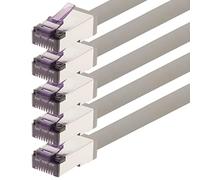 1aTTack.de - 1m - Câble réseau CAT6a Superflex Ethernet Gigabit LAN Câble patch RJ45 CAT6 A 10000 Mbit s SFTP PIMF 500 MHz compatible avec CAT6 CAT5 - gris - 5 pièces