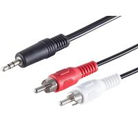 1aTTack.de 1x 10m - Câble audio stéréo 3,5 mm jack vers 2 prises RCA Cinch Noir - Connecteurs plaqués nickel - Parfait pour HiFi, enceintes et amplificateurs