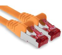 1aTTack.de - 1x 50m câble patch CAT6 S/FTP blindage PIMF câble réseau CAT.6 RJ45 câble Ethernet routeur LAN DSL commutateur modem panneau de brassage - orange - 1 pièce