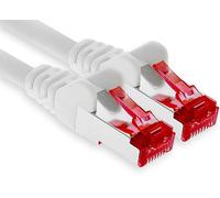1aTTack.de - 1x 5m câble patch CAT6 S/FTP blindage PIMF câble réseau CAT.6 RJ45 câble Ethernet routeur DSL LAN commutateur modem panneau de brassage - blanc - 1 pièce