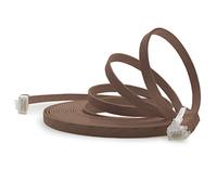 1aTTack.de 20m CAT6 Câble Ethernet plat RJ45 1000 Mbit, 1 pièce - marron | Câble plat fin à poser, Gigabit LAN, câble patch Ethernet Cat 6, pour routeur, switch, modem, Internet et panneau de brassage