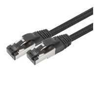 1aTTack.de 2m - Câble patch CAT 6a en coton noir Noir - 1 pièce câble réseau gaine en coton en tissu Câble Cat Cat 6 a Câble patch Ethernet Rj 45 LAN 500Mhz 10 Gb s - 1 x 2 mètres