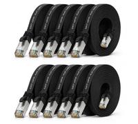 1aTTack.de 3,0 m - noir - 10 pièces Câble plat CAT.7 Gigabit Ethernet LAN (RJ45) câble réseau câble brut (10Gbit/s) câble d'installation plat mince compatible avec Cat.5 - Cat.5e - Cat.6