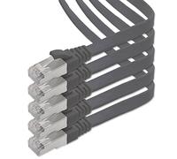 1aTTack.de 3,0 m - noir - 5 pièces Câble plat CAT.7 Gigabit Ethernet LAN (RJ45) câble réseau câble brut (10Gbit/s) câble d'installation plat mince compatible avec Cat.5 - Cat.5e - Cat.6