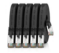 1aTTack.de 3,0 m - noir - 5 pièces Câble plat CAT.7 Gigabit Ethernet LAN (RJ45) câble réseau câble brut (10Gbit/s) câble d'installation plat mince compatible avec Cat.5 - Cat.5e - Cat.6