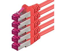 1aTTack.de 3,0 m - rouge - 5 pièces - câble réseau CAT6a (10Gb/s) S-FTP CAT 6a Lanka câble - certifié GHMT PIMF 500 MHz Cat5 Cat5e Cat6 Cat6a Cat7 pour switch, routeur, modem, Internet