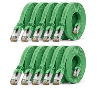 1aTTack.de 3,0 m - vert - 10 pièces CAT.7 Gigabit Ethernet LAN ruban ruban (RJ45) câble réseau câble brut (10Gbit/s) câble d'installation plat mince compatible avec Cat.5 - Cat.5e - Cat.6