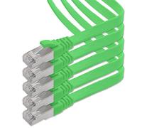 1aTTack.de 3,0 m - vert - 5 pièces Câble plat CAT.7 Gigabit Ethernet LAN (RJ45) câble réseau câble brut (10Gbit/s) câble d'installation plat mince compatible avec Cat.5 - Cat.5e - Cat.6
