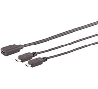 1aTTack.de 3 câbles USB-C en Y, 2 câbles USB Micro-B, 2.0, noir, 0,3 m - Avec le câble USB-C en Y, vous pouvez transformer un port USB-C existant en deux nouveaux ports.