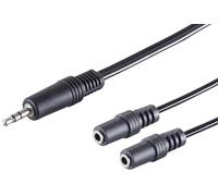 1aTTack.de 5 x 0,2 m - Noir - Fiche jack 3,5 mm vers 2 prises jack 3,5 mm - Câble adaptateur répartiteur audio moulé - Parfait pour casque, haut-parleur HiFi