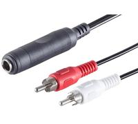 1aTTack.de 5 x 0,2 m - Prise jack noire 6,3 mm stéréo vers 2 fiches RCA - Connecteurs moulés - Contacts nickelés - Idéal pour les connexions audio et vidéo