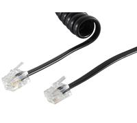 1aTTack.de 5 x 2 m - Câble téléphonique RJ10 (également appelé RJ9, RJ22) - Câble spiralé pour combiné téléphonique - Fiche téléphonique RJ10 - Câble de téléphone fixe - Noir