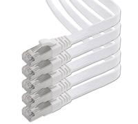 1aTTack.de 5m - blanc - 5 pièces Câble ruban LAN Ethernet Gigabit CAT.7 (RJ45) câble réseau câble brut (10Gbit/s) câble d'installation plat mince compatible avec Cat.5 - Cat.5e - Cat.6
