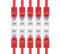 1aTTack.de 5m - rouge - 10 pièces câble réseau CAT.7 câble patch Sftp (câble brut) (SET) 10000Mbit/s - 500 MHz assemblé avec 2 fiches RJ45 Cat6a
