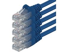 1aTTack.de 5x 0,25m Câble Réseau Cat6 Cat 6 - RJ45 Ethernet LAN DSL Routeur Modem - Bleu