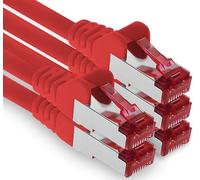 1aTTack.de - 5x 0,5 m câble patch CAT6 S/FTP PIMF blindage câble réseau CAT.6 RJ45 câble Ethernet routeur LAN DSL commutateur modem panneau de brassage - rouge - 5 pièces