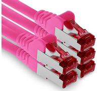 1aTTack.de - 5x 1m câble patch CAT6 S/FTP blindage PIMF câble réseau CAT.6 RJ45 câble Ethernet routeur LAN DSL commutateur modem panneau de brassage - magenta - 5 pièces
