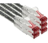 1aTTack.de - 5x 1m câble patch CAT6 S/FTP PIMF blindage CAT.6 câble réseau RJ45 câble Ethernet DSL LAN routeur commutateur modem panneau de brassage - transparent - 5 pièces