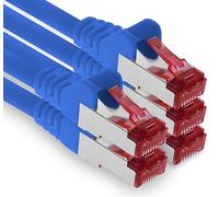 1aTTack.de - 5x 2m câble patch CAT6 S/FTP blindage PIMF câble réseau CAT.6 RJ45 câble Ethernet routeur LAN DSL commutateur modem panneau de brassage - bleu - 5 pièces