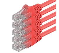 1aTTack.de 3,0m - rouge - 5 pièces - (PACK) - Câble réseau Ethernet LAN CAT.6 CAT6 Câble patch 1000 Mbit/s