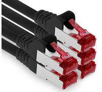 1aTTack.de - 5x 5m câble patch CAT6 S/FTP blindage PIMF câble réseau CAT.6 RJ45 câble Ethernet routeur LAN DSL commutateur modem panneau de brassage - noir - 5 pièces