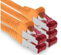 1aTTack.de - 5x 5m câble patch CAT6 S/FTP blindage PIMF câble réseau CAT.6 RJ45 câble Ethernet routeur LAN DSL commutateur modem panneau de brassage - orange - 5 pièces