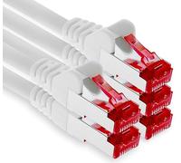 1aTTack.de - 5x 7,5 m câble patch CAT6 S/FTP blindage PIMF câble réseau CAT.6 RJ45 câble Ethernet routeur LAN DSL commutateur modem panneau de brassage - blanc - 5 pièces