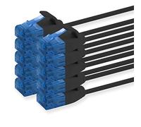 1aTTack.de 660011 Câble Cat6 Cat.6 Câble réseau Cat 1m - câble patch câble mince 1000 Mbit/s - 10 pièces - noir