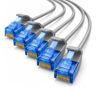 1aTTack.de 660158 Câble Cat6 Cat.6 Câble réseau Cat 3,0 m - câble patch câble fin (petit diamètre - très flexible) 1000 Mbit/s - 5 pièces - gris