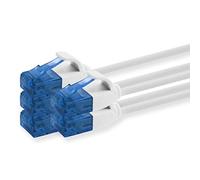 1aTTack.de 660301 Câble Cat6 Cat.6 Câble réseau Cat 0,5 m - Câble patch Câble fin (petit diamètre - très flexible) 1000 Mbit/s - Lot de 5 - Blanc