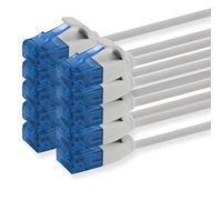 1aTTack.de 660431 Câble Cat6 Cat.6 Câble réseau Cat 10m - câble patch câble fin (petit diamètre - très flexible) 1000 Mbit/s - 10 pièces - gris