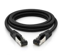 1aTTack.de 7,5 m - Câble patch CAT 6a en coton noir Noir - 1 pièce câble réseau gaine en coton en tissu Câble Cat Cat 6 a Câble patch Ethernet Rj 45 LAN 500Mhz 10 Gb s - 1 x 7,5 mètres