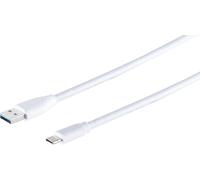 1aTTack.de Câble adaptateur 3x USB-A, USB-C, 3.0, blanc, 1 m - Avec ce câble USB standard, vous pouvez connecter, par exemple, un disque dur externe à votre PC.