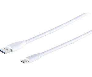 1aTTack.de Câble adaptateur 3x USB-A, USB-C, 3.0, blanc, 3 m - Avec ce câble USB standard, vous pouvez connecter, par exemple, un disque dur externe à votre PC.