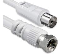 1aTTack.de Câble adaptateur d'antenne SAT 1,5 mètres 2x fiche F blindée > prise coaxiale SAT blanc F-Coax Ku 75db