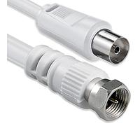 1aTTack.de Câble Adaptateur antenne Satellite 5,0 mètres 2 x connecteurs F blindés > Jack coaxial Sat Blanc F-coaxial Ku 75db
