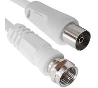 1aTTack.de Câble adaptateur pour câble d'antenne SAT 2,5 mètres 2x fiche F blindée > prise coaxiale SAT blanc F-Coax Ku 75db