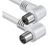 1aTTack.de Câble d'antenne coudé 2,5 mètres 2x fiche coaxiale blindée 90° > prise coaxiale 90° coaxiale blanc St-Ku (2x angle) 75db