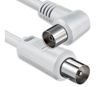 1aTTack.de Câble d'antenne coudé 5,0 mètres 2x fiche coaxiale blindée > prise coaxiale 90° coaxiale blanc St-Ku (1x angle) 75db