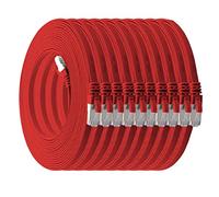 1aTTack.de Câble plat CAT7 réseau LAN 10 Gbit/s 10x 0,5m - rouge | Câble patch Ethernet RJ45 plat, câble Gigabit LAN pour Internet, switch, routeur, modem et panneau de brassage