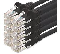 1aTTack.de Câble Réseau Cat6 Cat 6-10x 0,25m - RJ45 Ethernet LAN DSL Routeur Modem - Noir